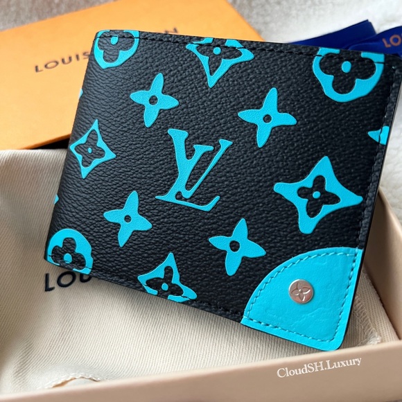 Auth BN Louis Vuitton Blue Monogram Playground Slender Wallet - BNIB - Picture 3 of 10
